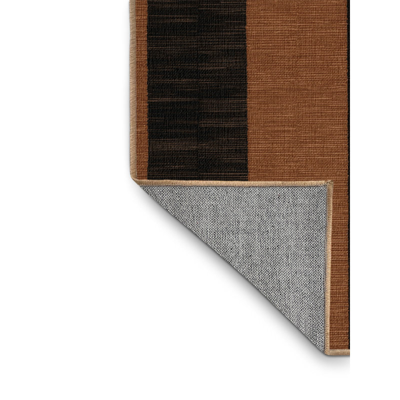 Tapis brun à carreaux lavable à la machine, Rond 8 pi