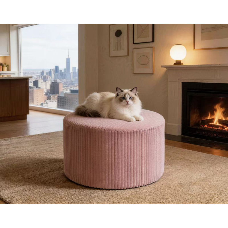 Repose-pieds plein Corduroy Upholstery, Rose