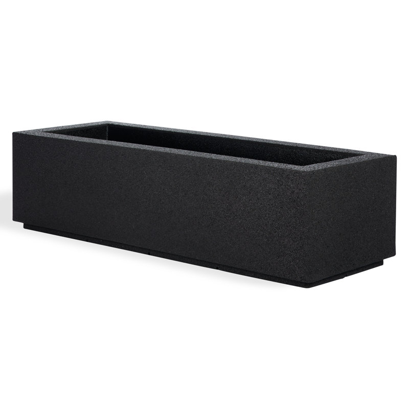 Gita Lightweight Outdoor Trough Planter Box, Black Granite, 12"H x 46"W x 17"D