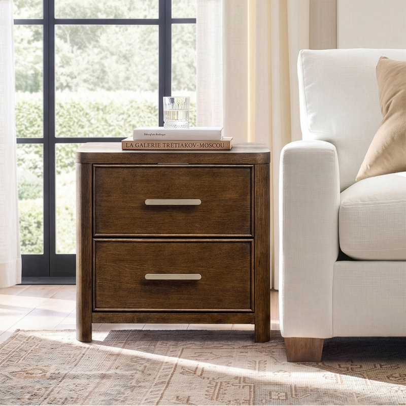Table de chevet 2 tiroirs Rita, Walnut
