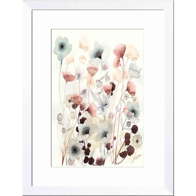 «Nc Bespoken Blossoms I» par Grace Popp - peinture encadrée, H 12 po x l 12 po, Blanc