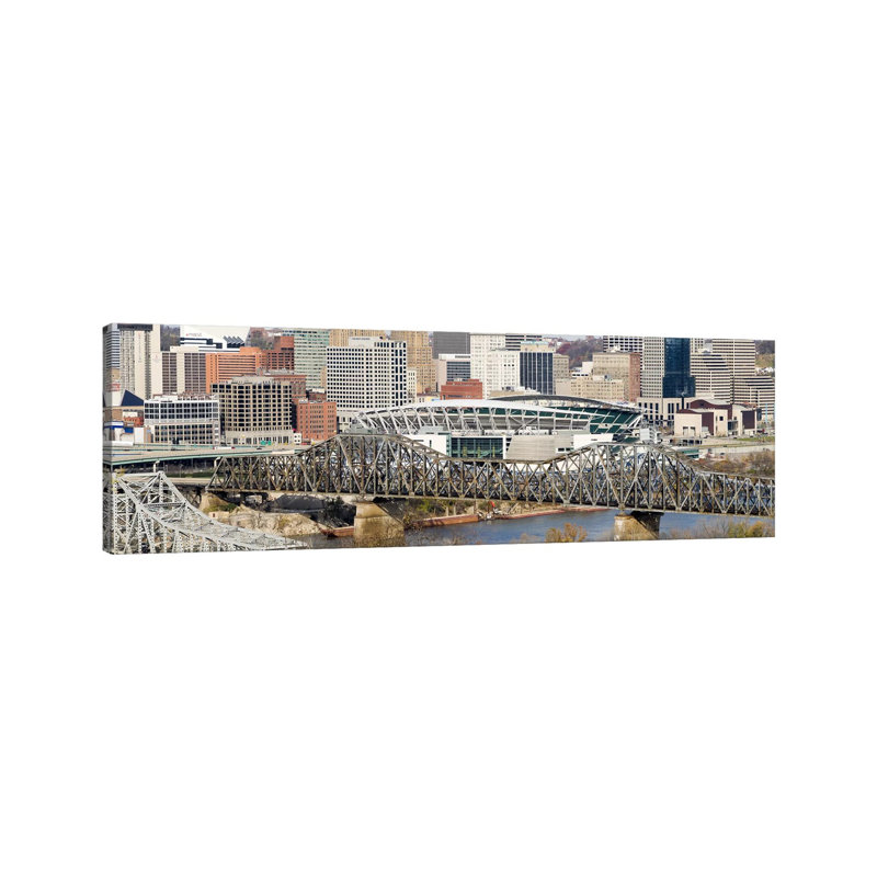 Bridge Across A River, Paul Brown Stadium, Cincinnati, Hamilton County, Ohio, USA - Wrapped Canvas Panoramic Print