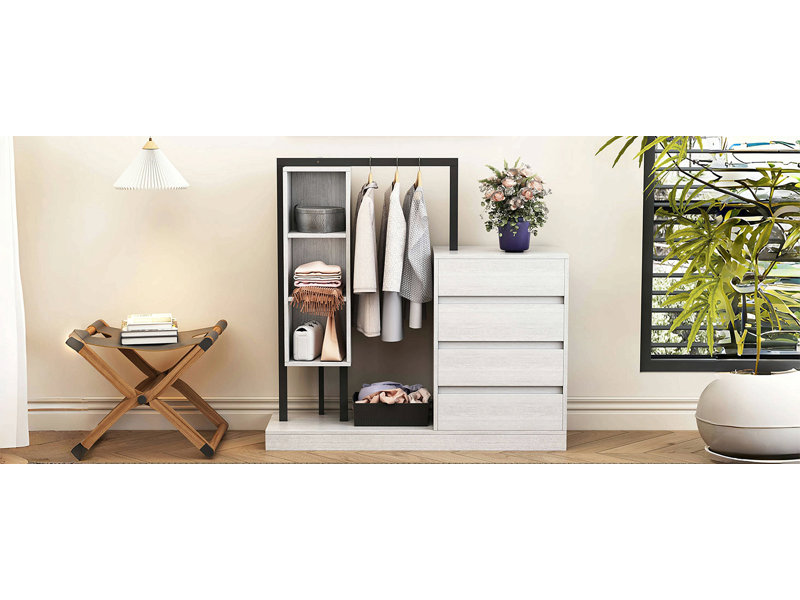 Armoire avec 4 tiroirs et 3 tablettes, Gris