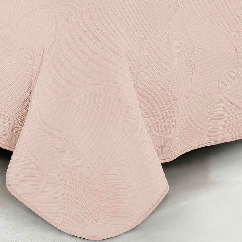Ensemble de couvre-lit réversible en coton Taini, Couvre-lit grand + 2 taies décoratives très gran, Rose