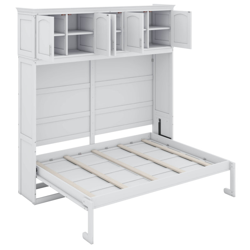 Lit escamotable mural avec armoires Nohealani, Double, Blanc