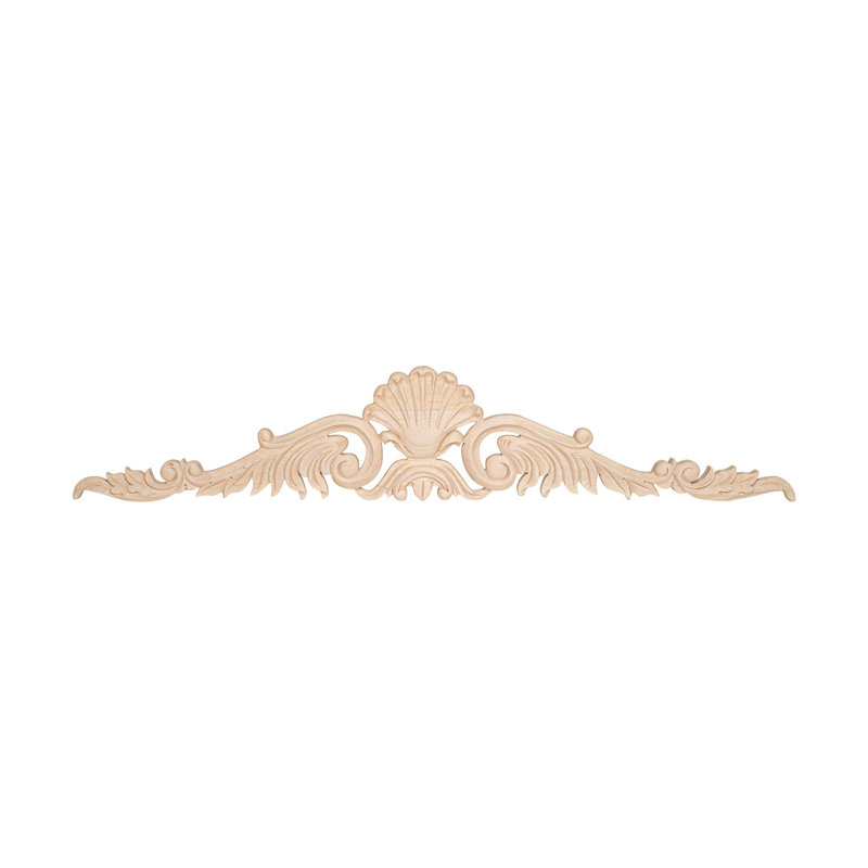 4-3/8 in x 23-7/8 in x 1/2 in Unfinished Hard Maple Wood Onlay Acanthus Wood Applique