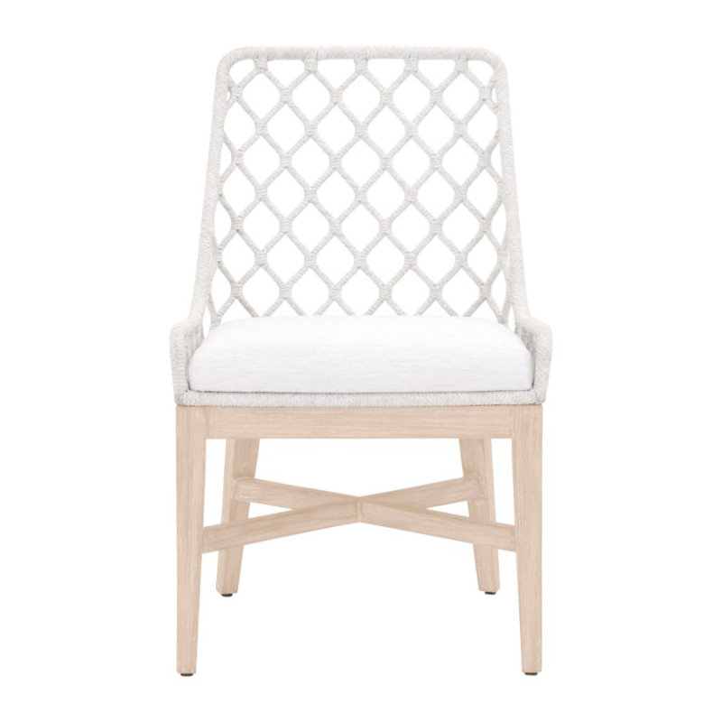 Lattis Wood Premium All-Weather Wicker Outdoor Dining Side Chair with Cushion
