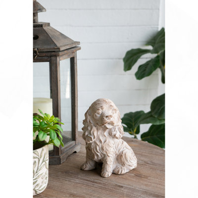 Figurine d'épagneul cocker assis 7,5 po x 5,5 po x 8,7 po, finition beige naturel