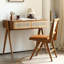 Bureau rectangulaire en bois massif avec tiroirs Walnut