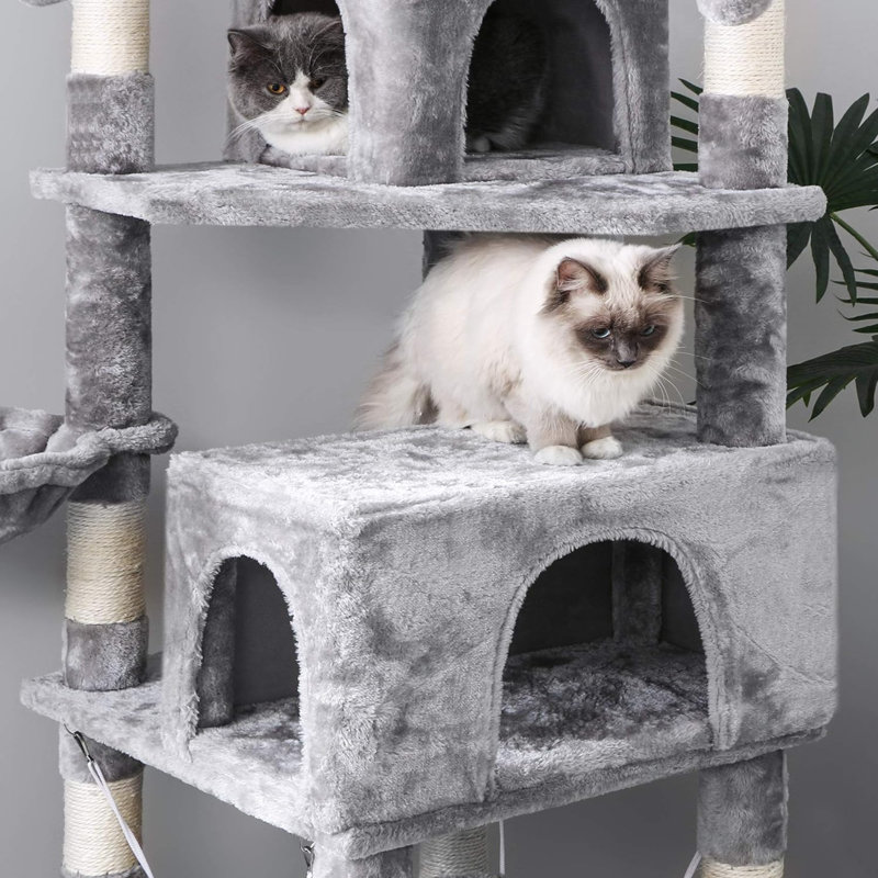 Arbre à chat pour chats d'intérieur Grande tour de chat à plusieurs niveaux avec perchoirs en peluche, poteau à griffes en sisal