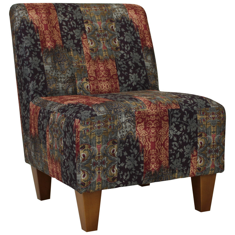 Zoe Upholstered Slipper Chair, Gray/Navy Blue