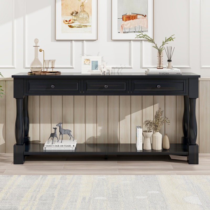 63" Wide 3 - Drawer Credenza Solid Wood Office Storage Cabinet,  Espresso