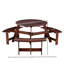 Table de pique-nique d'extérieur pour 6 personnes - 3 bancs encastrés, trou de parasol, banc de salle à manger brun, meubles imperméables