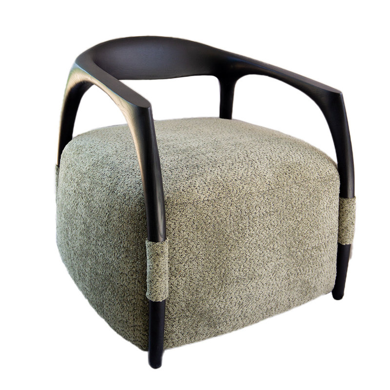 Upholstered Armchair, Black, Green