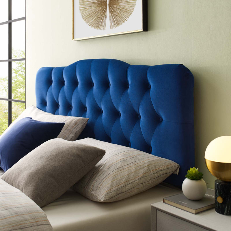 Modway Annabel Diamond Tufted Performance Velvet Headboard, Navy, Full