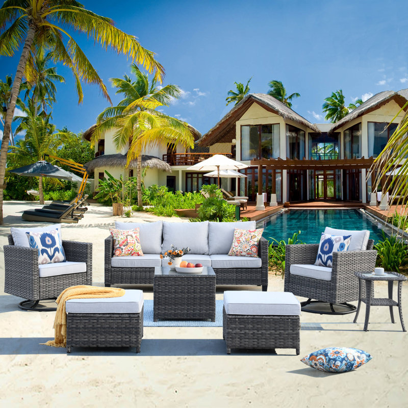 Ben 5 - Person Patio Conversation Set with Cushions, Gray