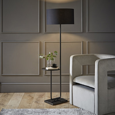 Tavel 132.5cm Matte Black Tray Table Floor Lamp