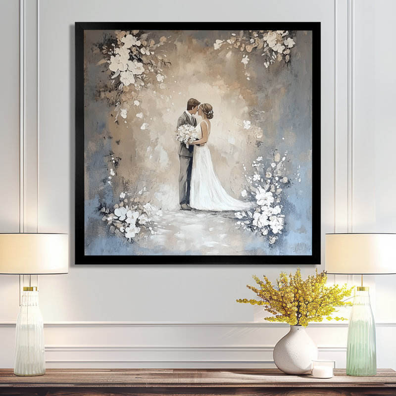 Couple, célébration de mariage II - Art mural imprimé «Celebrate Motivation», Picture Framed Print, 30" H x 30" W, Black