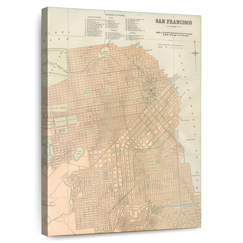 San Francisco Map, 51" H x 34" W