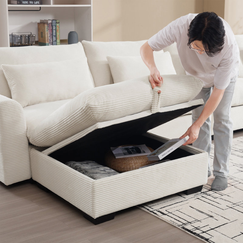 Modern Sofa Sectional Sofa Couch Modular Sofa Convertible Sofa Living Room Couch, 34.6" H x 122" W x 66.4" D, Beige