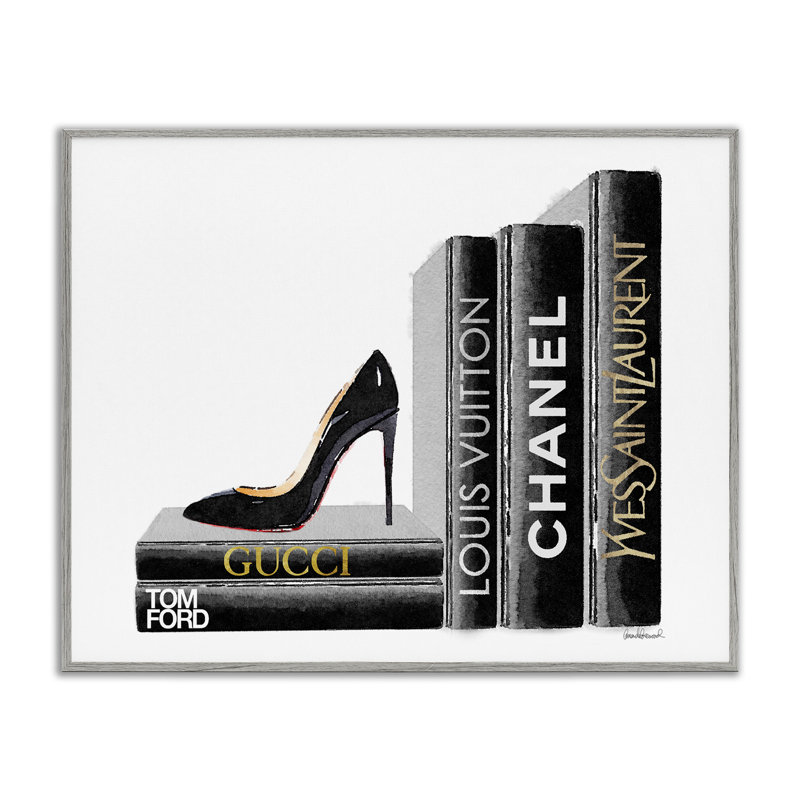 «High Fashion Book Shelf with Stilettos Heel», reproduction d'impression, H 14 po x l 11 po, Estampe numérique Farmhouse