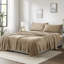 Drap simple de 3 po en taupe - 100% matériau, confortable et ultra doux, draps-housse plats avec taie d'oreiller, pour matelas de 16 po, douceur, brossé des deux côtés, plat, élastique, lavable à la machine