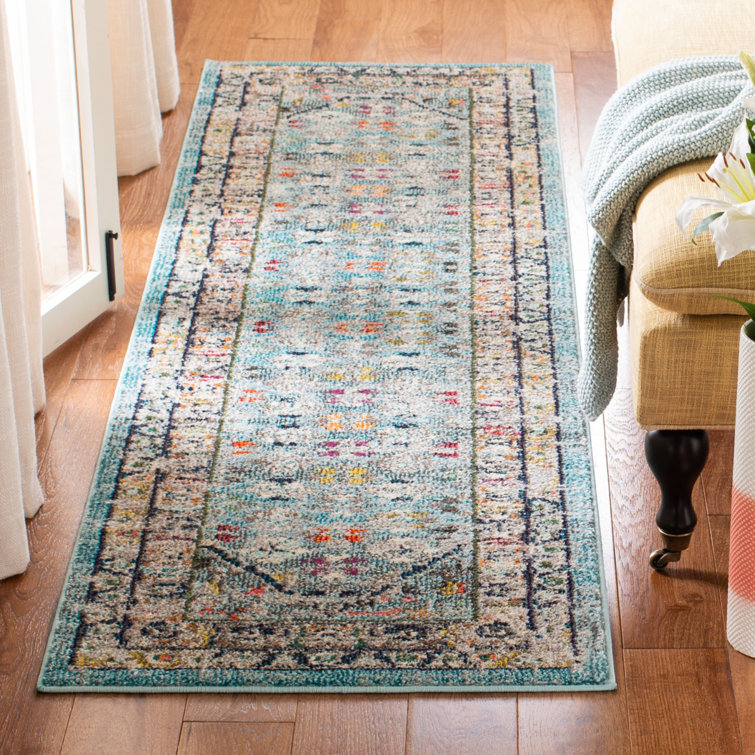 Hertzler Oriental Blue/Light Gray Area Rug
