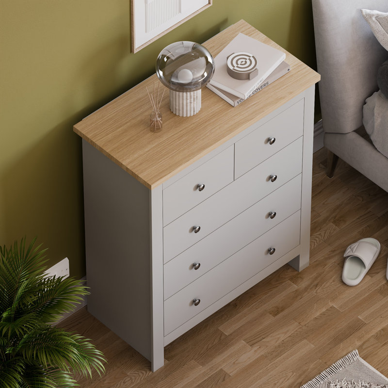 Morley 79cm W 5 - Drawer Chest of Drawers, Grey