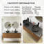 Meuble-lavabo mural 60 po avec comptoir en pierre frittée et 2 cuves noires en céramique