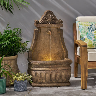 Fontaine de sol 34,6 "résistante aux intempéries avec lumière DEL, fontaine extérieure Finley