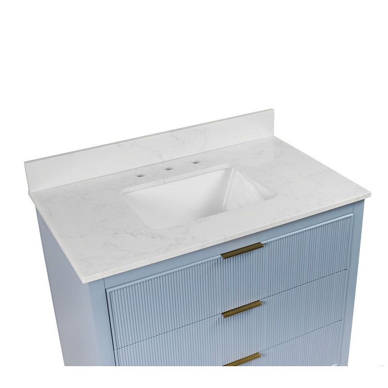 Evelyn Bathroom Vanity, Powder Blue/Gold, 36"