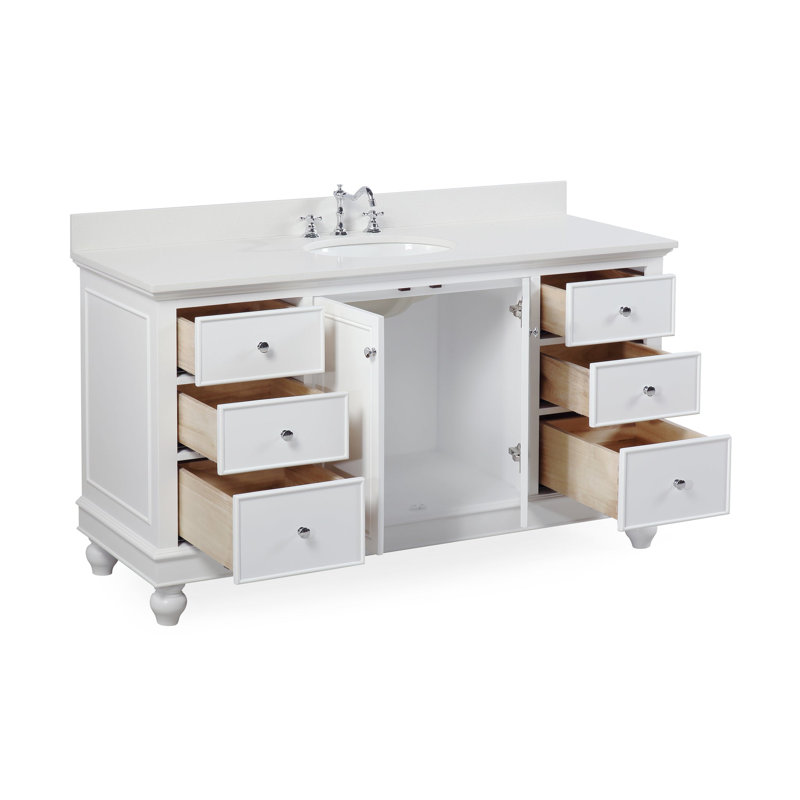 Ensemble de meuble-lavabo simple 60 po Ferdinand, Blanc, Quartz