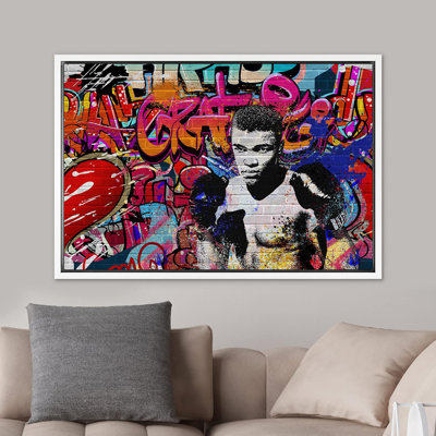 Vaporisateur de peinture, activiste, boxeur, graffiti et célébrités de la rue, art moderne urbain coloré sur toile
