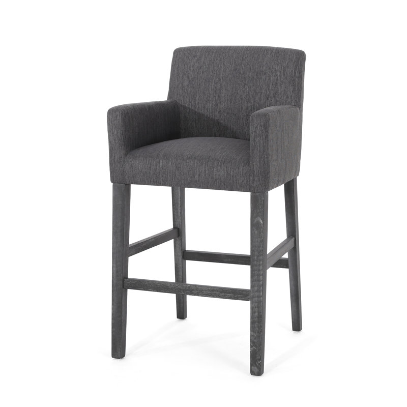 Gray Diamond-Tufted Swivel Bar Stool with Metal Base