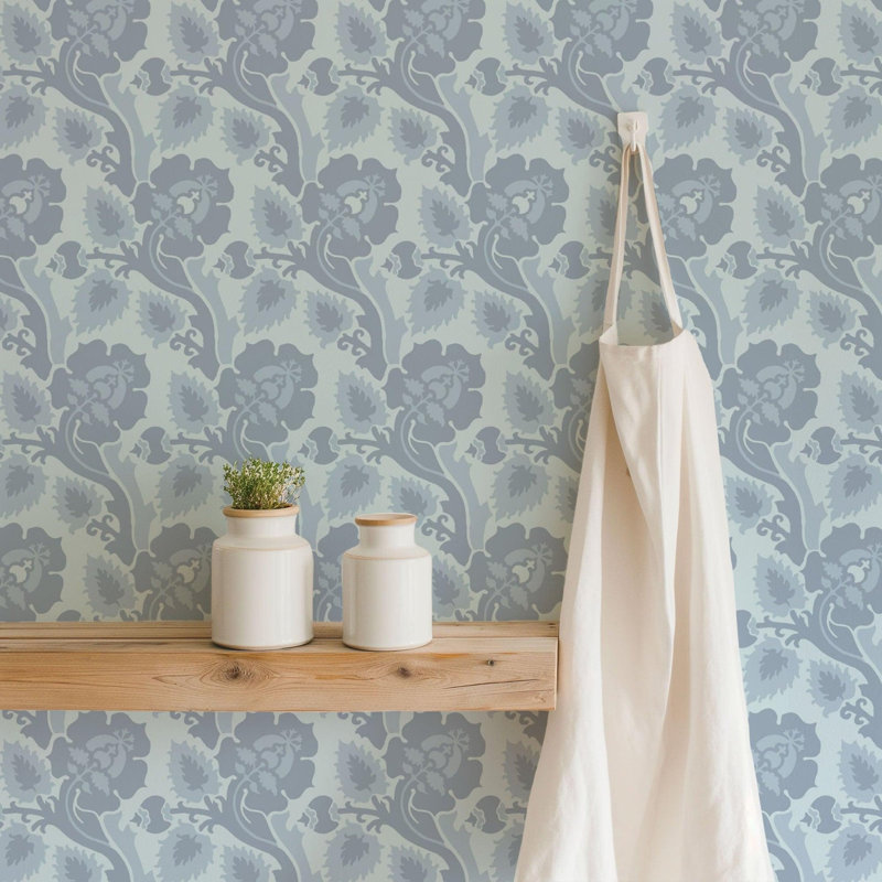 Paisley Briar - Cypress Green Botanical Wallpaper, Persian Rug, Faux Grasscloth