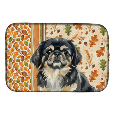 Black and Tan Pekingese Heirloom Fall Dish Drying Mat