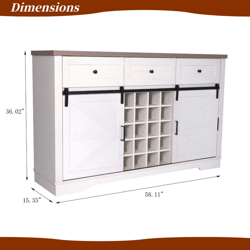 Buffet à porte coulissante avec rangement pour bouteilles de vin