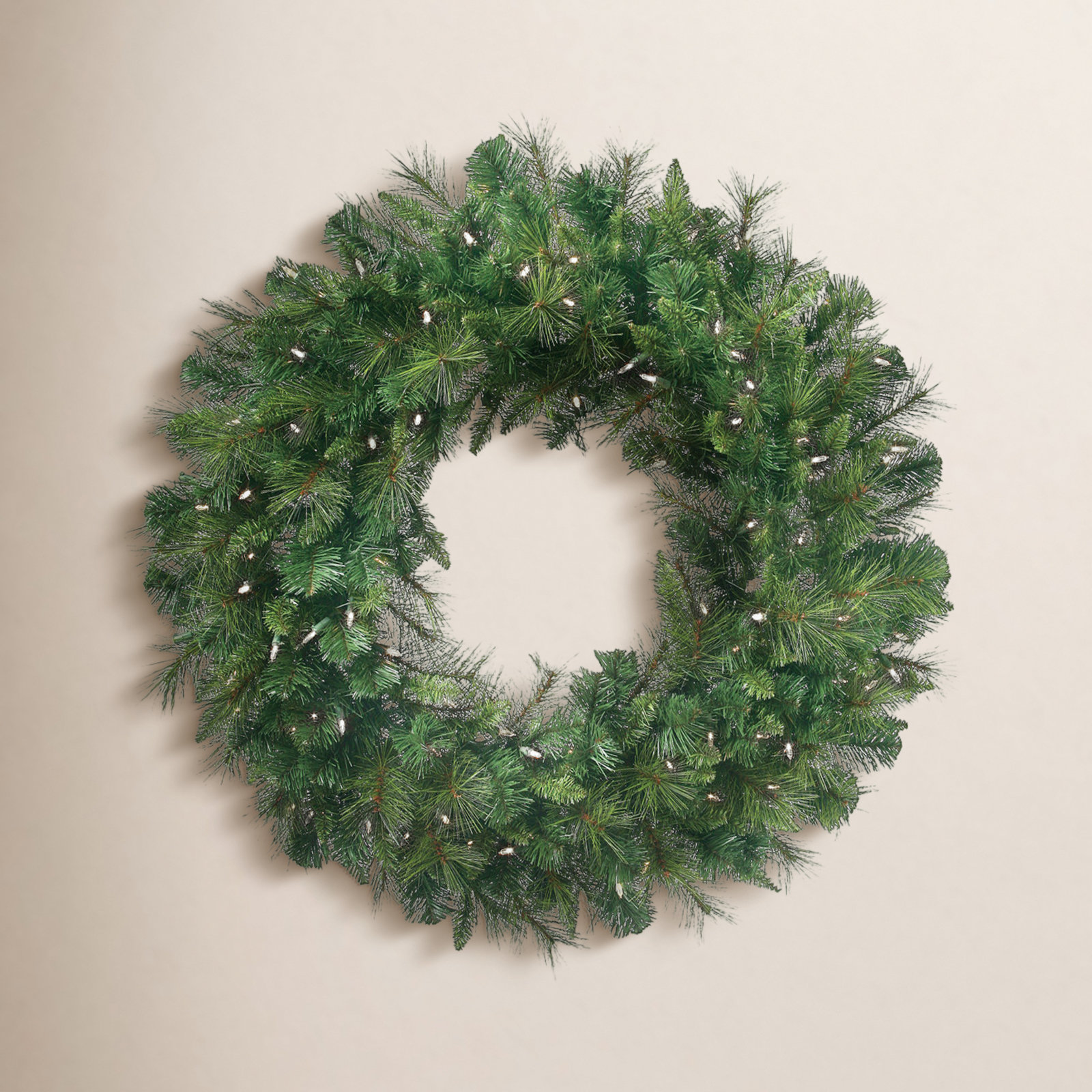 Pvc Greenery 60" Pre-Lit Pine Wreath, 48" W x 48" H x 8" D