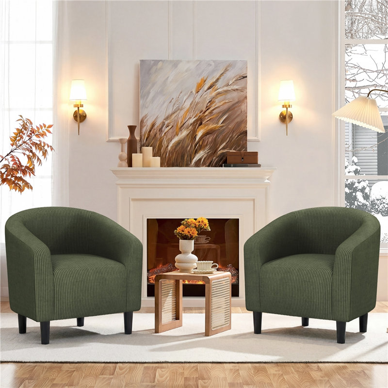 Upholstered Accent Chair Fabric Club Chair, Dark Green