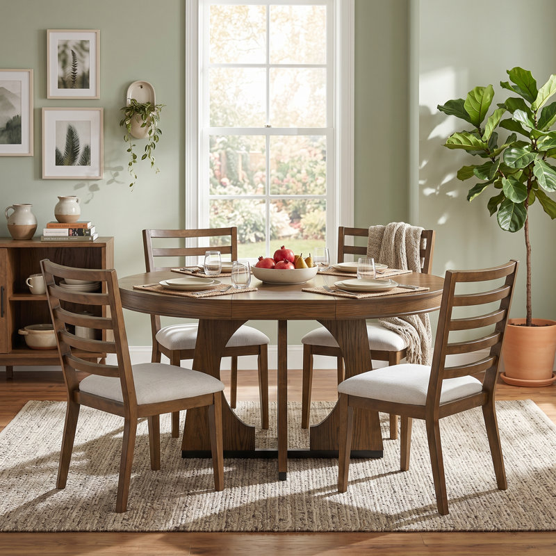 Ensemble de table de salle à manger 5 pièces avec 4 chaises rembourrées, ensemble de table de salle à manger extensible de 58 po avec rallonge centrale amovible de 16 po et ensemble de table de salle à manger en bois de noyer