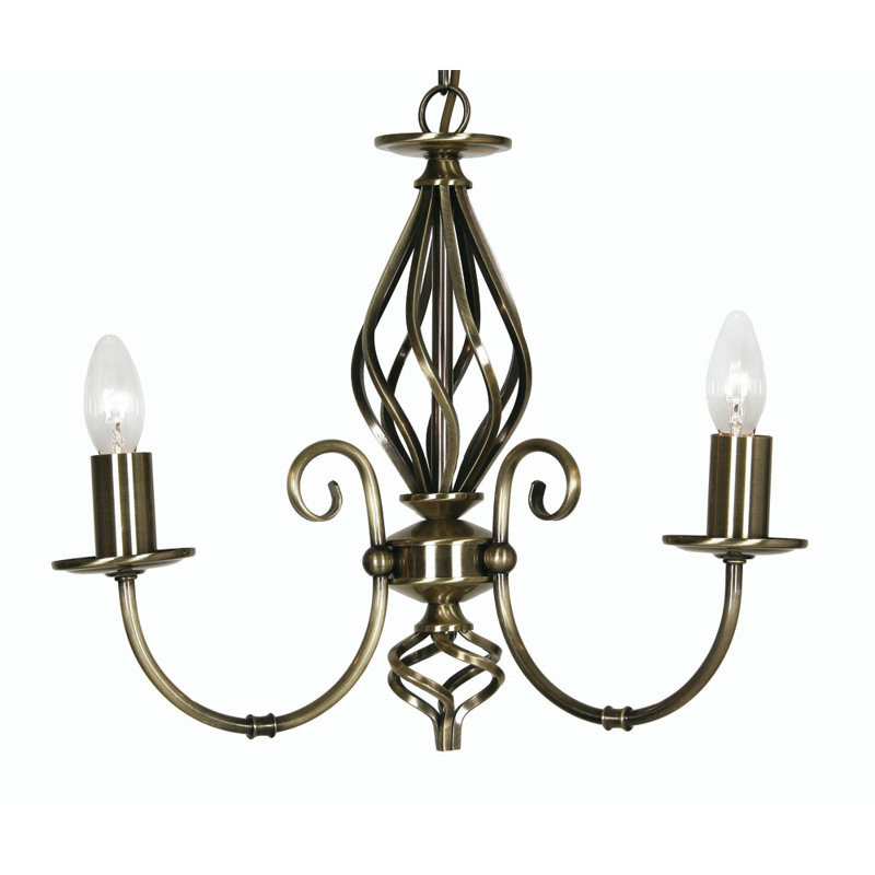 Bonifacio 3 - Light Candle Style Chandelier, Antique Brass