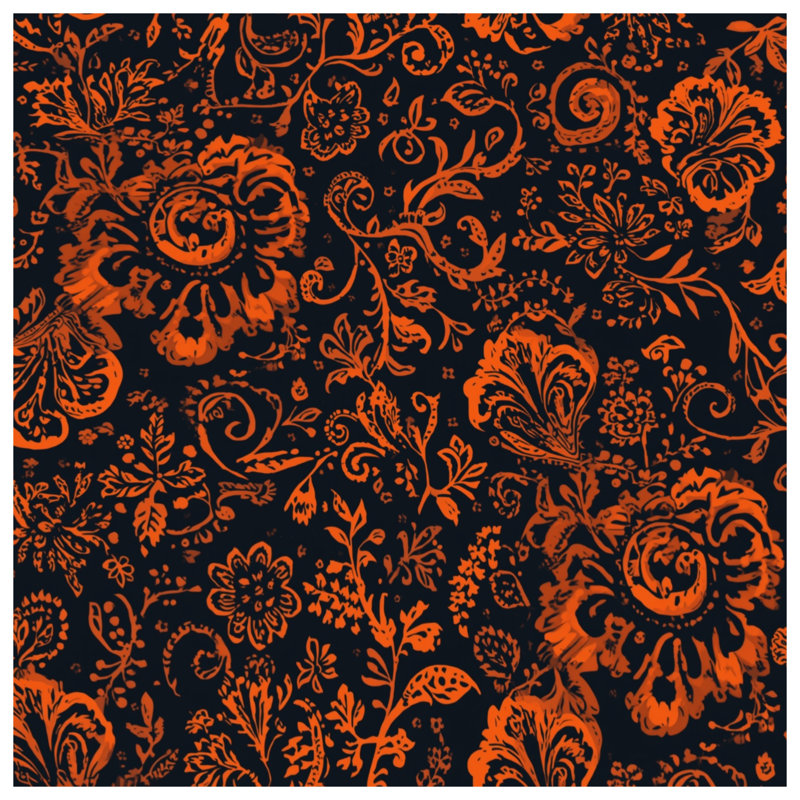 Orange Floral Pattern Duvet Covers, Queen