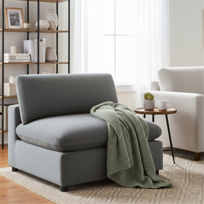 Fauteuil de chambre sans accoudoirs Caylie - gris anthracite