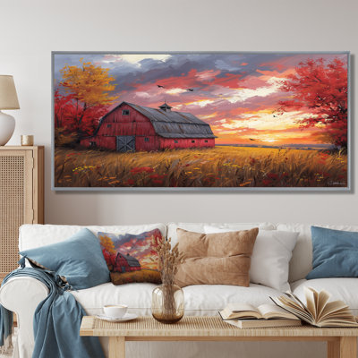 «Autumn Red Barn Breeze II» - reproduction d'art murale grange