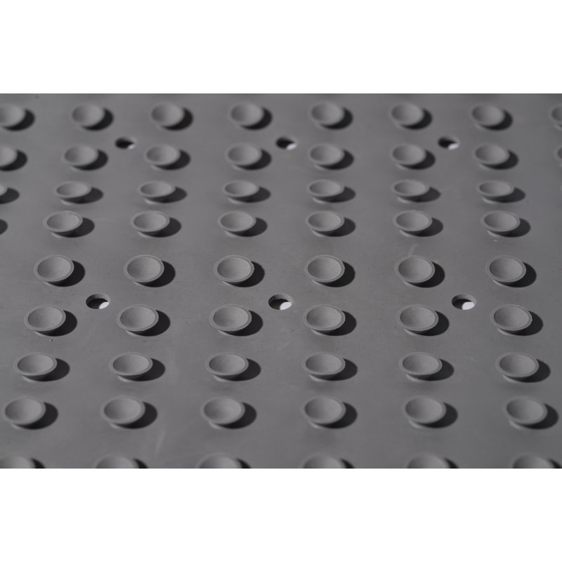 Rubber Rectangle Bath Mat with Non Slip Suction Cups, Grey
