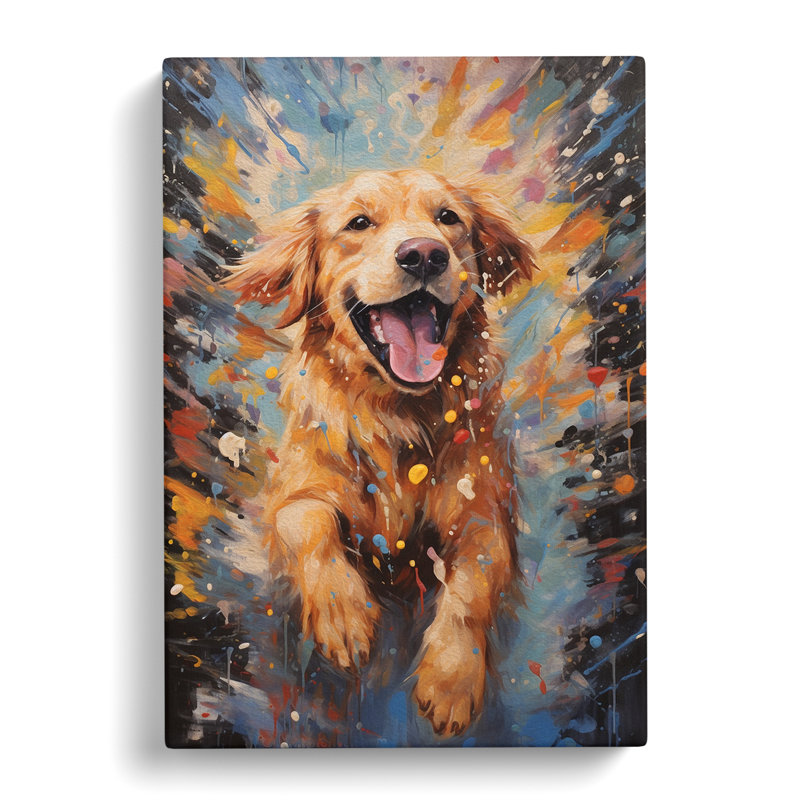 Golden Retriever Action Painting No.2 - Print, 50cm H x 35cm W x 3cm D