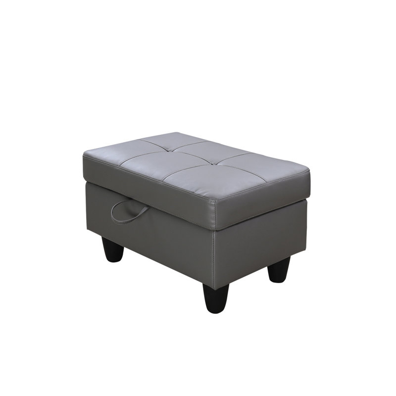 Faux Leather Upholstered Storage Bench, Dark Gray