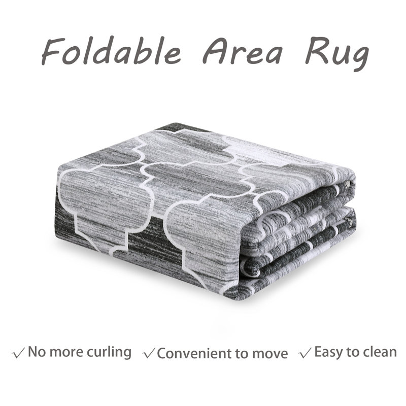 Tapis gris en polyester tissé à la machine Merrillyn, Rectangle 9 pi x 12 pi