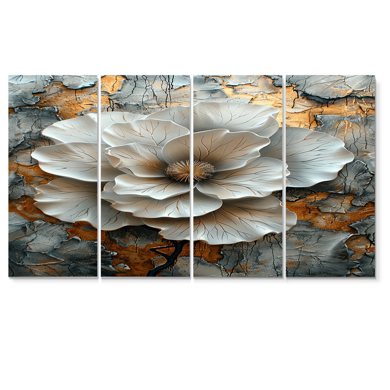 Eldredge - pivoine, art mural 4 pièces, H 32 po x l 64 po