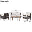 Sièges de patio: 4 personnes, table et pieds en bois, coussins beiges, pieds réglables, matériaux durables, housse incluse: table, coussins, eau, inclus